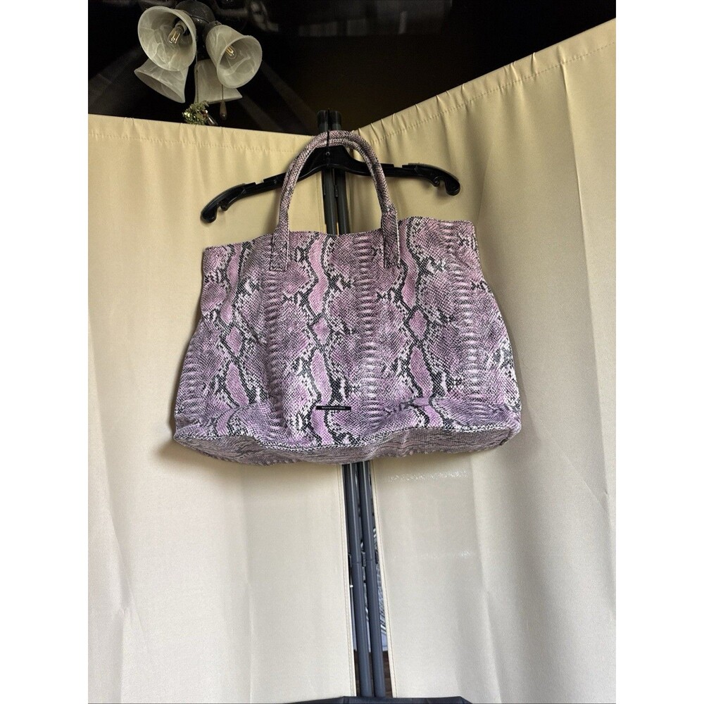 BCBGMAXAZRIA faux python pink purple black large tote